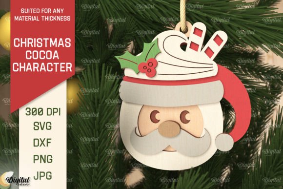 3D Christmas Cocoa Santa Claus Laser Cut Design