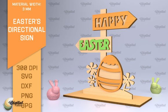3D Easter's Directional Sign Laser Cut: A Unique Design Asset