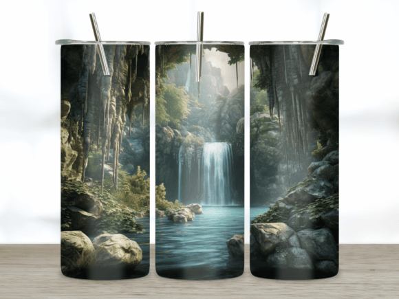 3D Enchanting Waterfall Tumbler: Stunning Sublimation Designs
