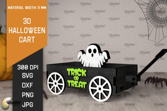 3D Halloween Cart Laser Cut SVG for Spooky Decor