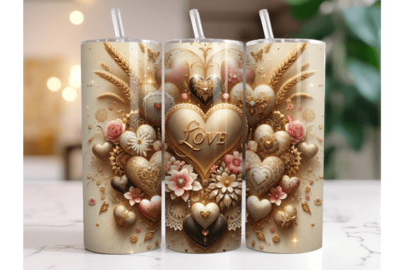 3D Heart Valentines Tumbler Wrap: Perfect for Your Projects