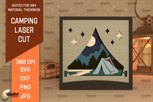 3D Layered Camping Lasercut: Creative SVG Designs