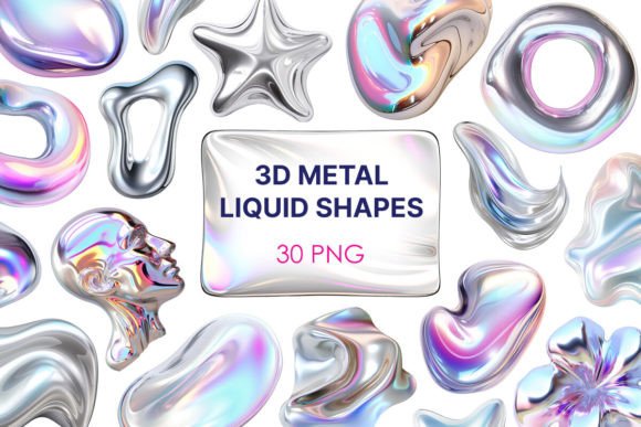 3D Metal Liquid Shapes - PNG Clipart