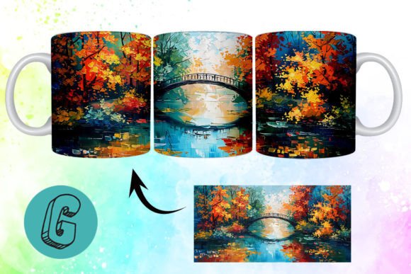 3D Oil Paint Autumn Park Mug Wrap 04