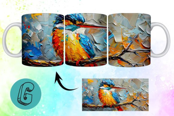 3D Oil Paint Cute Bird Mug Wrap: Creative Project Guide