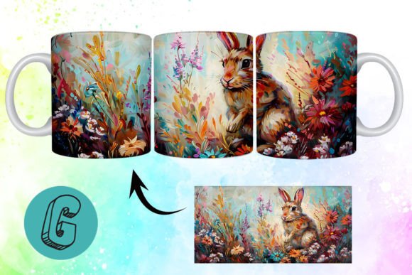 3D Oil Paint Easter Bunny Mug Wrap 08