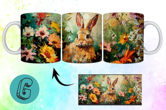3D Oil Paint Easter Bunny Mug Wrap 11: Creative Downloads