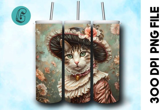 3D Oil Paint Elegant Cat Tumbler Wrap 24