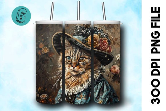 3D Oil Paint Elegant Cat Tumbler Wrap 28