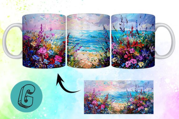 3D Oil Paint Floral Garden Mug Wrap 09