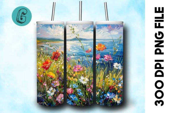 3D Oil Paint Floral Tumbler Wrap 39: A Digital Design Asset
