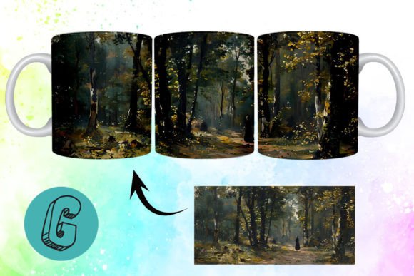3D Oil Paint Forest Garden Mug Wrap 01