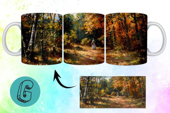 3D Oil Paint Forest Garden Mug Wrap 08: A Digital Download