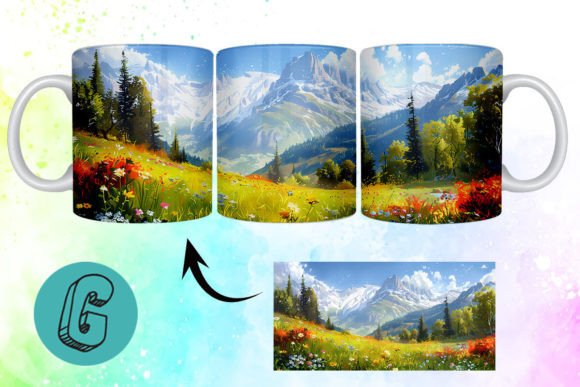 3D Oil Paint Mountain Mug Wrap 18