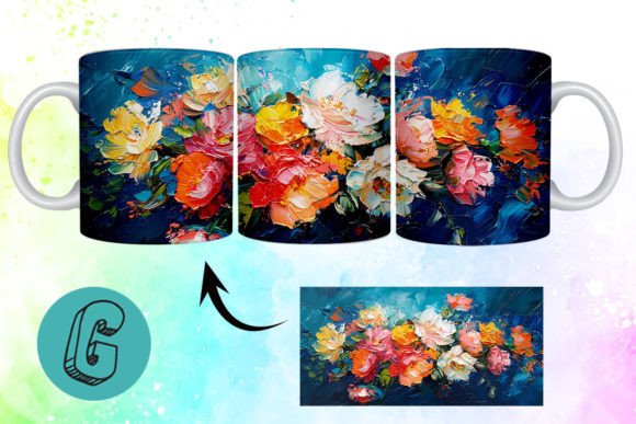3D Oil Paint Pretty Flowers Mug Wrap 19: A Creative Download