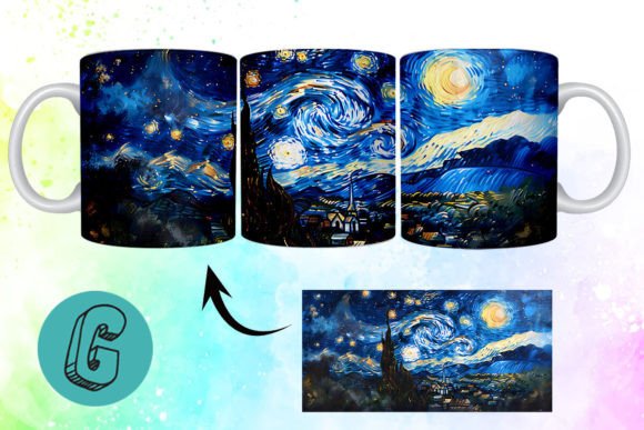 3D Oil Paint Starry Night Mug Wrap 01: A Creative Download