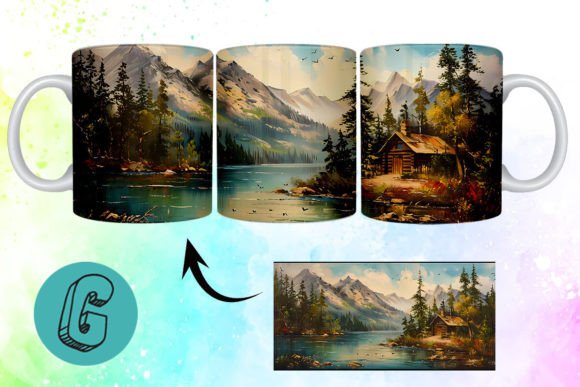 3D Oil Paint Vintage Sence Mug Wrap 08 for Creative Projects