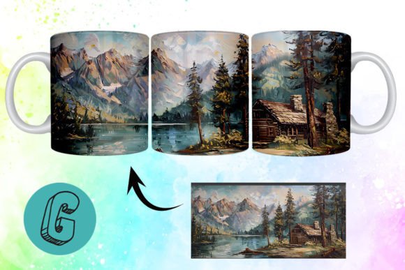 3D Oil Paint Vintage Sence Mug Wrap 20