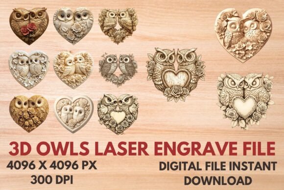 3D Owls Laser Engrave File: Create Stunning Home Decor & Crafts