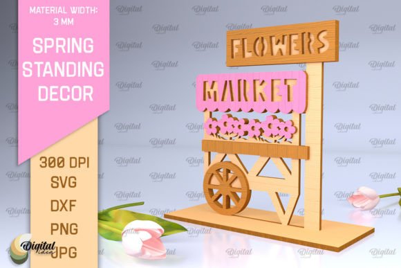 3D Spring Standing Decor Laser Cut