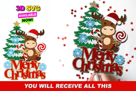 Christmas Cute Reindeer Topper 3D SVG: Festive Design Magic