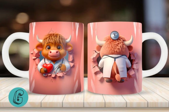 Create Unique Crafts with the 3D V-day Doctor Highland Cow Mug Wrap 14