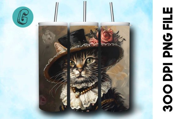 Elegant Cat Tumbler Wrap: 3D Oil Paint Digital Art