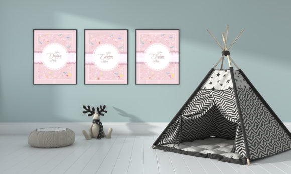 Enchanting 3D Kids Bedroom with Teepee and Tent