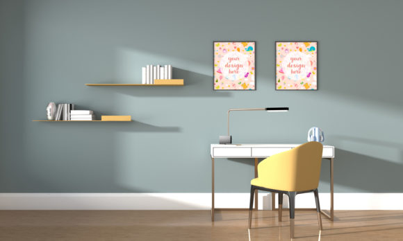Modern Teen Study Room 3D Mockup