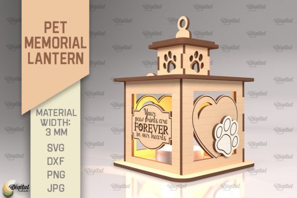 Pet Memorial Lantern SVG: 3D Laser Cut Keepsake Design