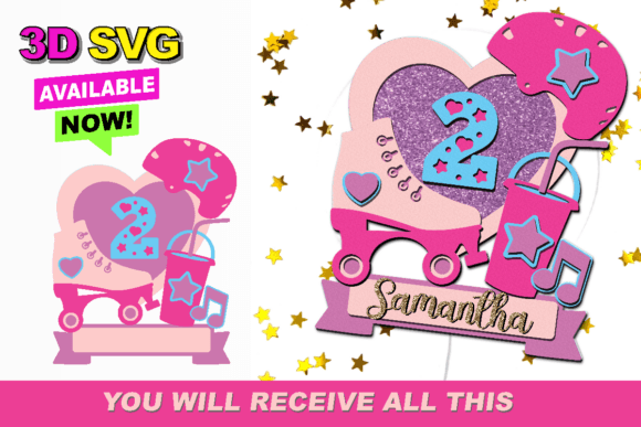 Roller Skates Cake Topper 3D SVG: Creative DIY Decor